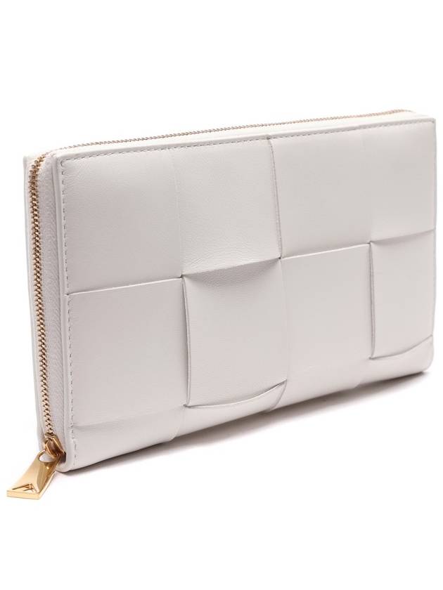 Bottega Veneta Intrecciato Zipper Around Long Wallet White