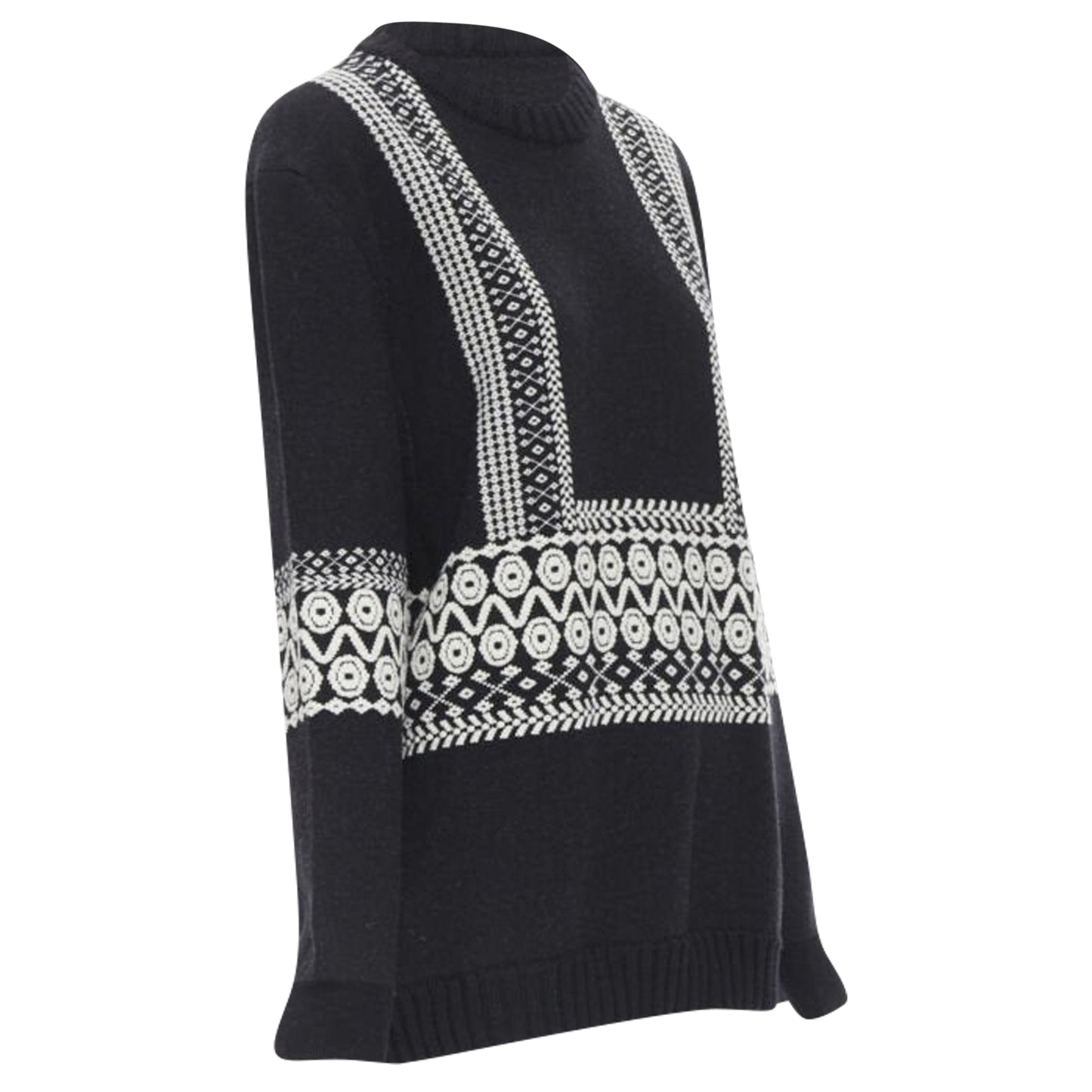 Chloe wool intarsia woven long sleeve sweater