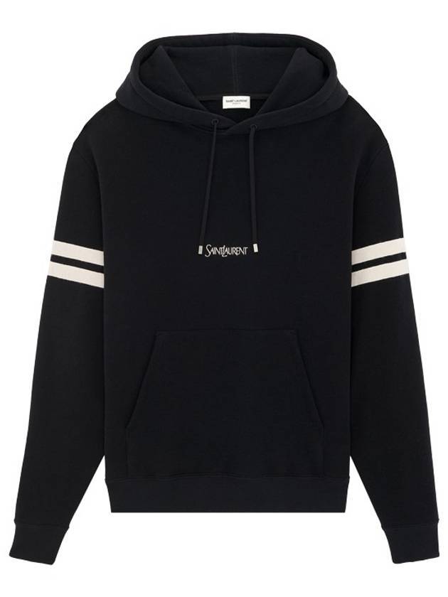Saint Laurent Embroidered Logo Hoodie Black
