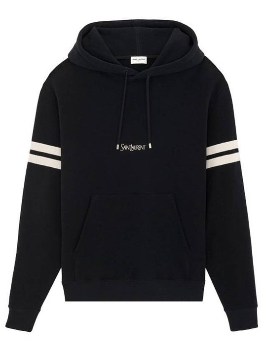 Saint Laurent Embroidered Logo Hoodie Black