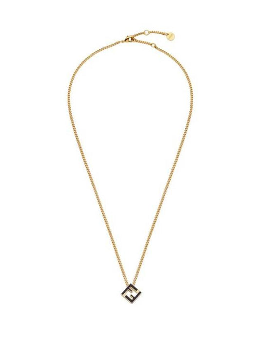 Fendi Forever FF Cube Pendant Necklace Black