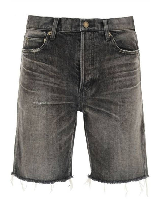 Saint Laurent Washing Denim Bermuda Shorts Grey