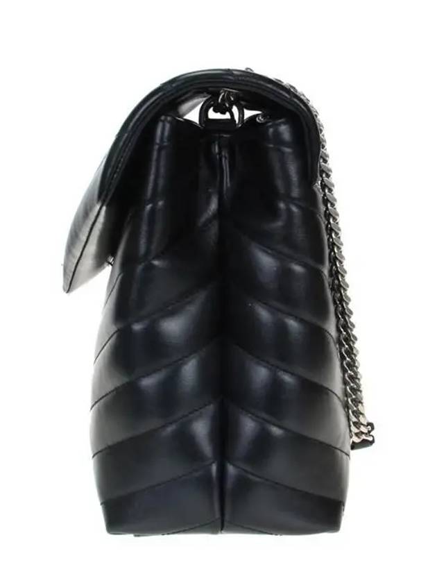 Saint Laurent Silver Monogram Loulou Matelasse Y Leather Medium Shoulder Bag Black