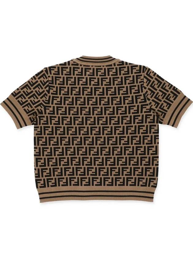 Fendi Kids FF All Over Short Sleeve Knit Top Brown