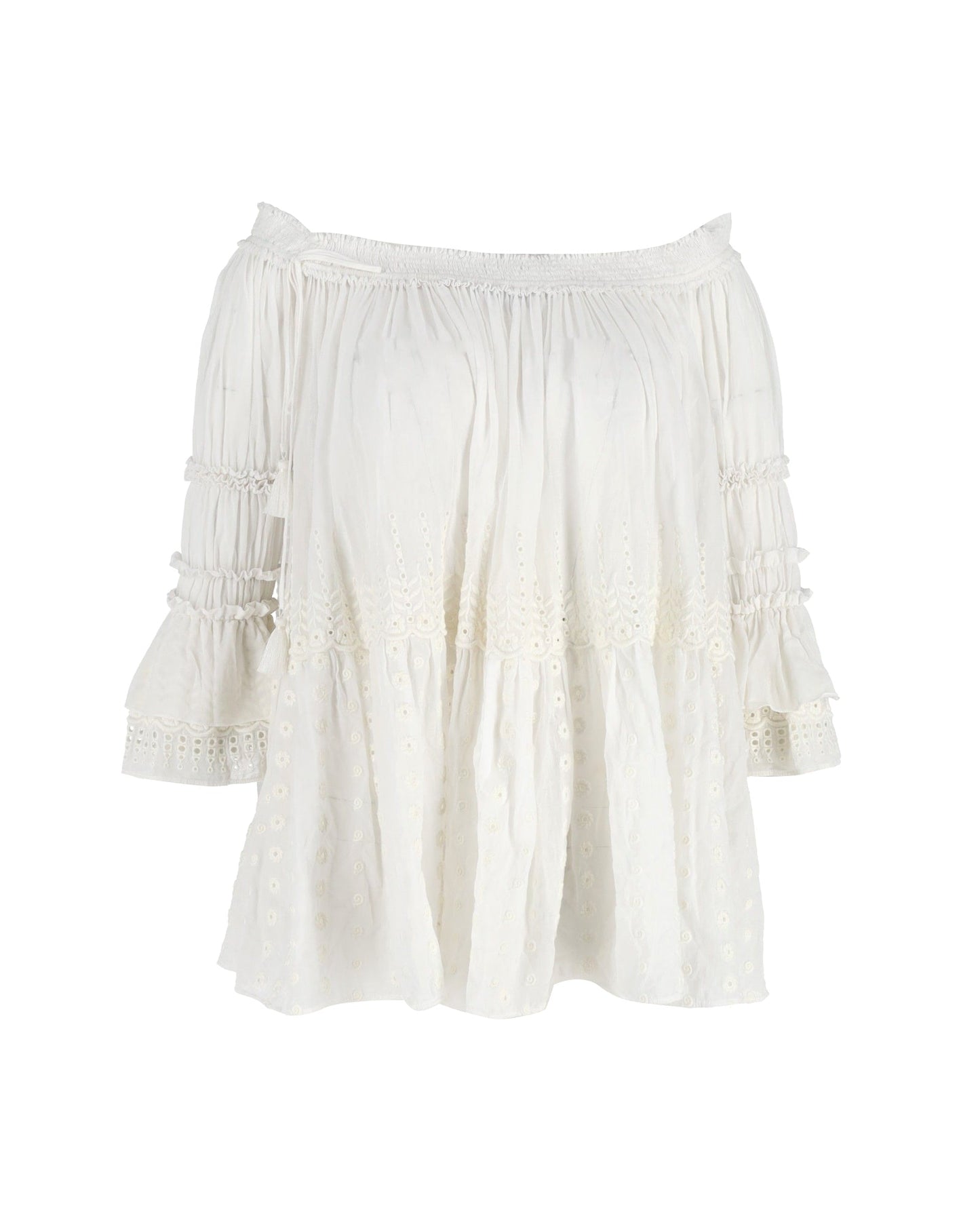 Chloe Off-Shoulder Blouse in White Cotton