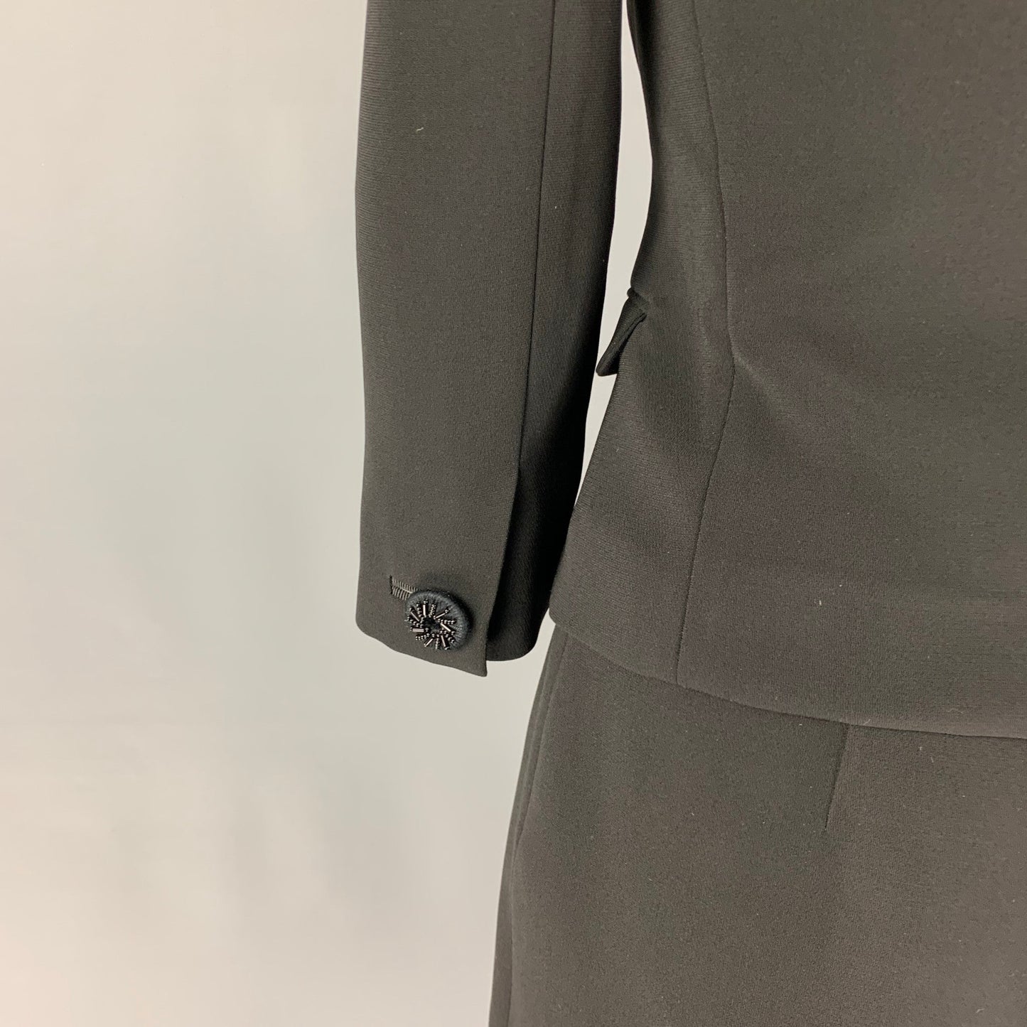 PRADA Size 4 Black Triacetate Blend Single Breasted Skirt Suit