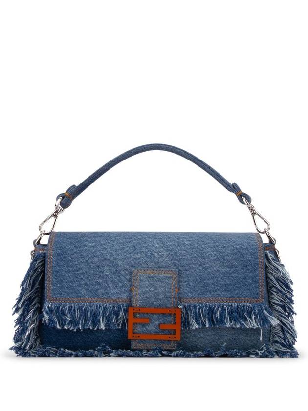 Fendi Women's Baguette Denim Shoulder Bag Blue
