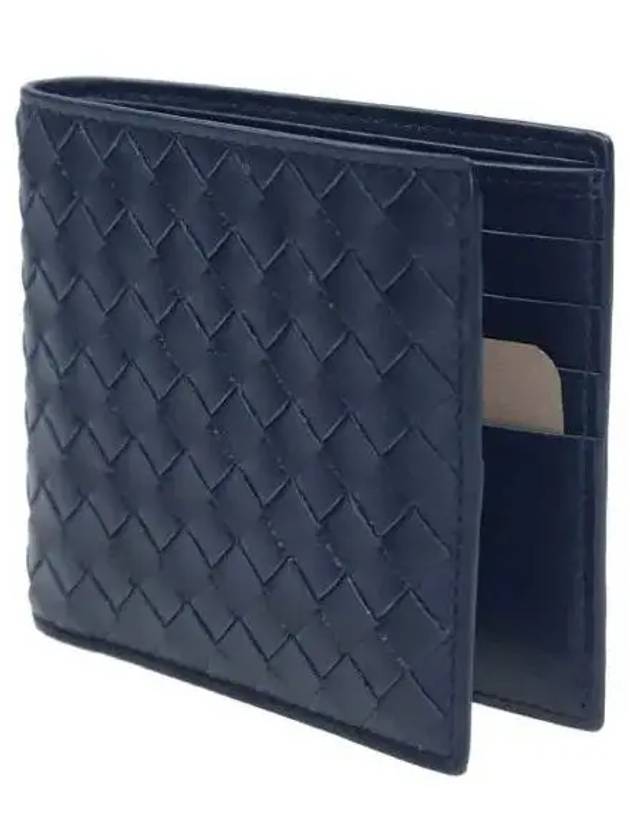 Bottega Veneta Intrecciato Weaving Half Wallet Navy