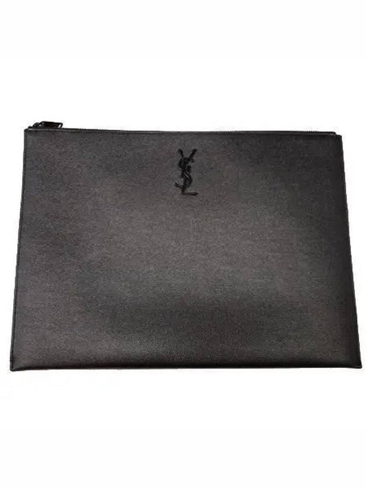 Saint Laurent 534680 YSL black logo caviar clutch bag 1