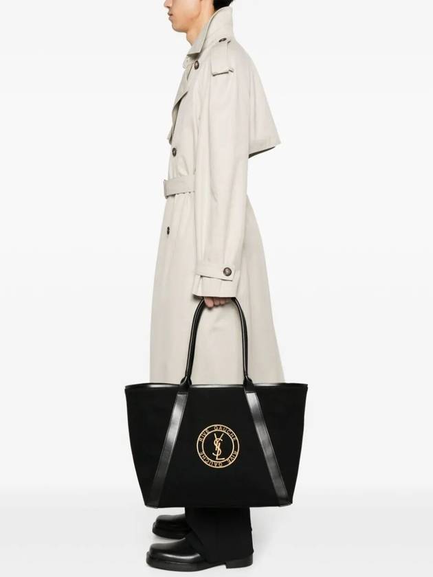 Saint Laurent Rive Gauche Canvas Tote Bag Black