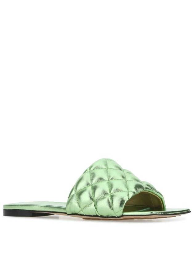 Bottega Veneta Padded Metallic Slippers Green