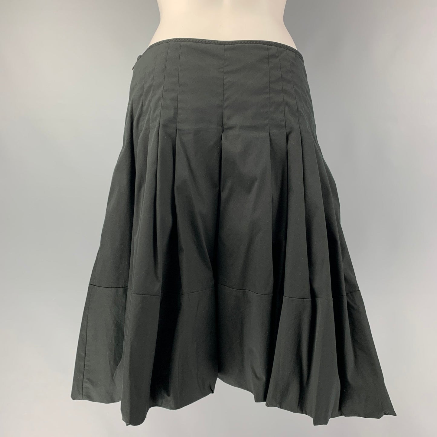 PRADA Size 4 Black Cotton Blend Pleated Circle Skirt