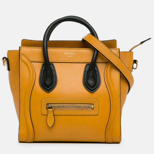 Celine Bicolor Leather Nano Luggage Tote Bag