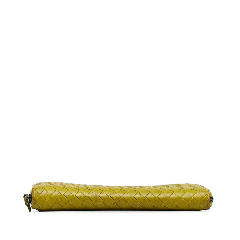 Bottega Veneta  Intrecciato Long Wallet in Leather Yellow Ladies