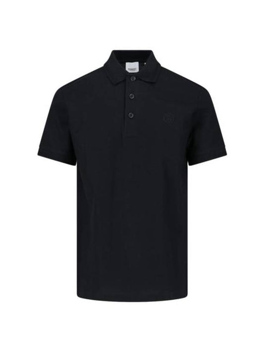 Burberry Men's Embroidered Logo Cotton Polo Shirt Black