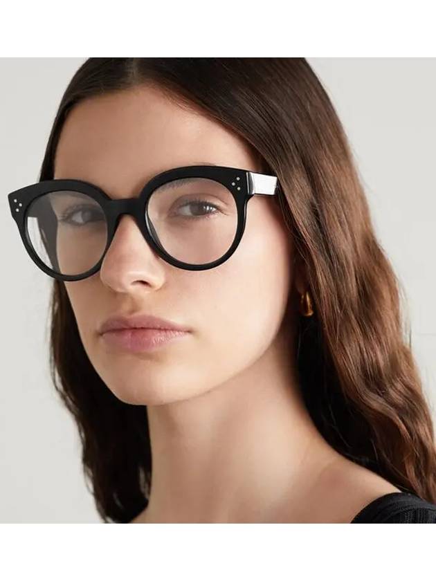 CELINE Eyewear Logo Round Eyeglasses Shiny Black