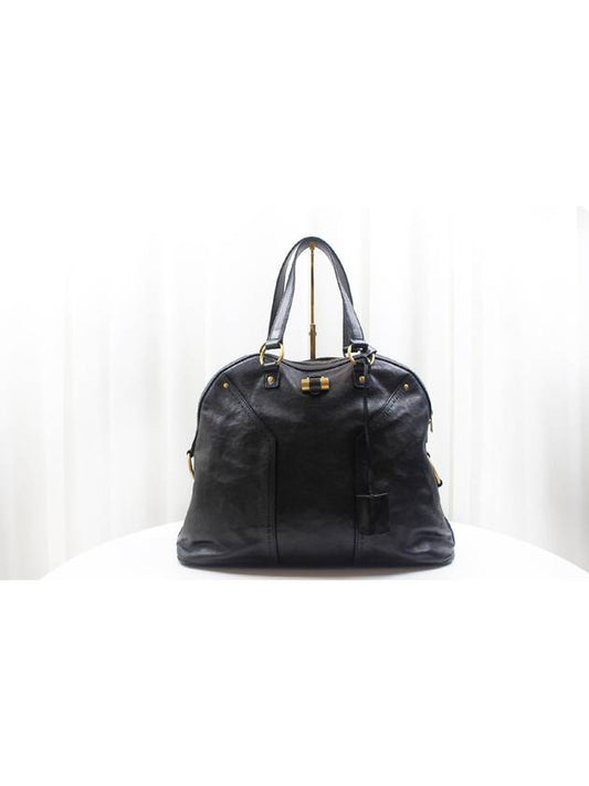 Saint Laurent Muse Overlarge Tote Bag Black Leather Gold Plated 153959