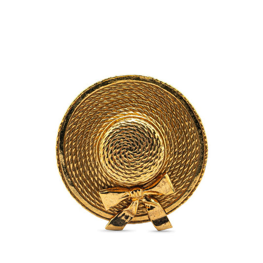 Chanel Straw Hat Motif Brooch Gold