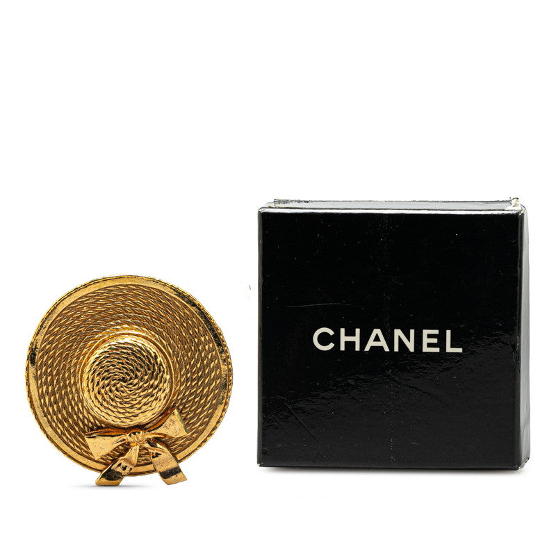 Chanel Straw Hat Motif Brooch Gold