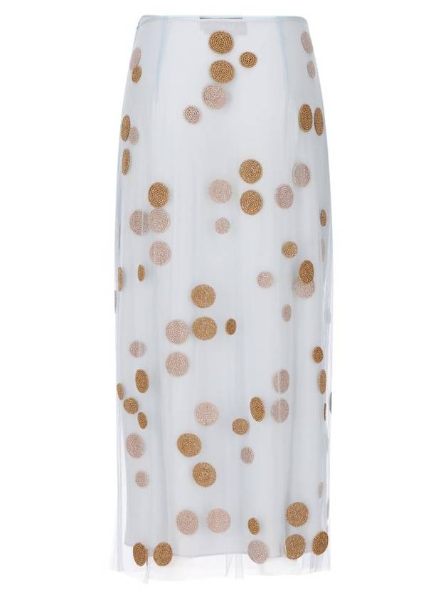 Fendi Embroidered Tulle Skirts Light Blue