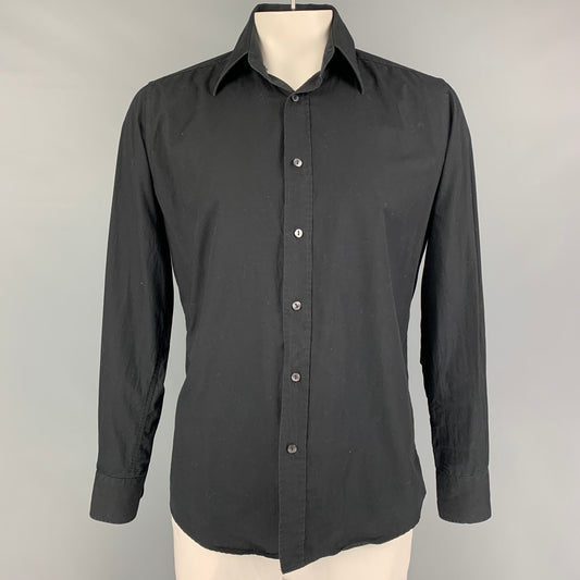 DOLCE & GABBANA Size L Black Cotton Button Up Long Sleeve Shirt