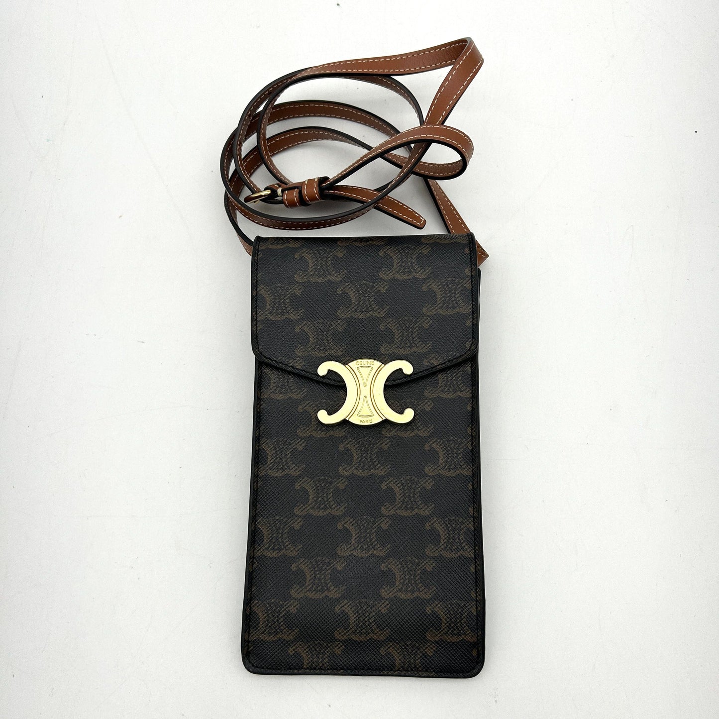 CELINE TRIOMPHE PHONE POUCH in triomphe canvas LA40765