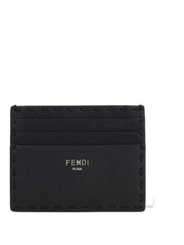 Fendi Selleria Leather Card Wallet Black