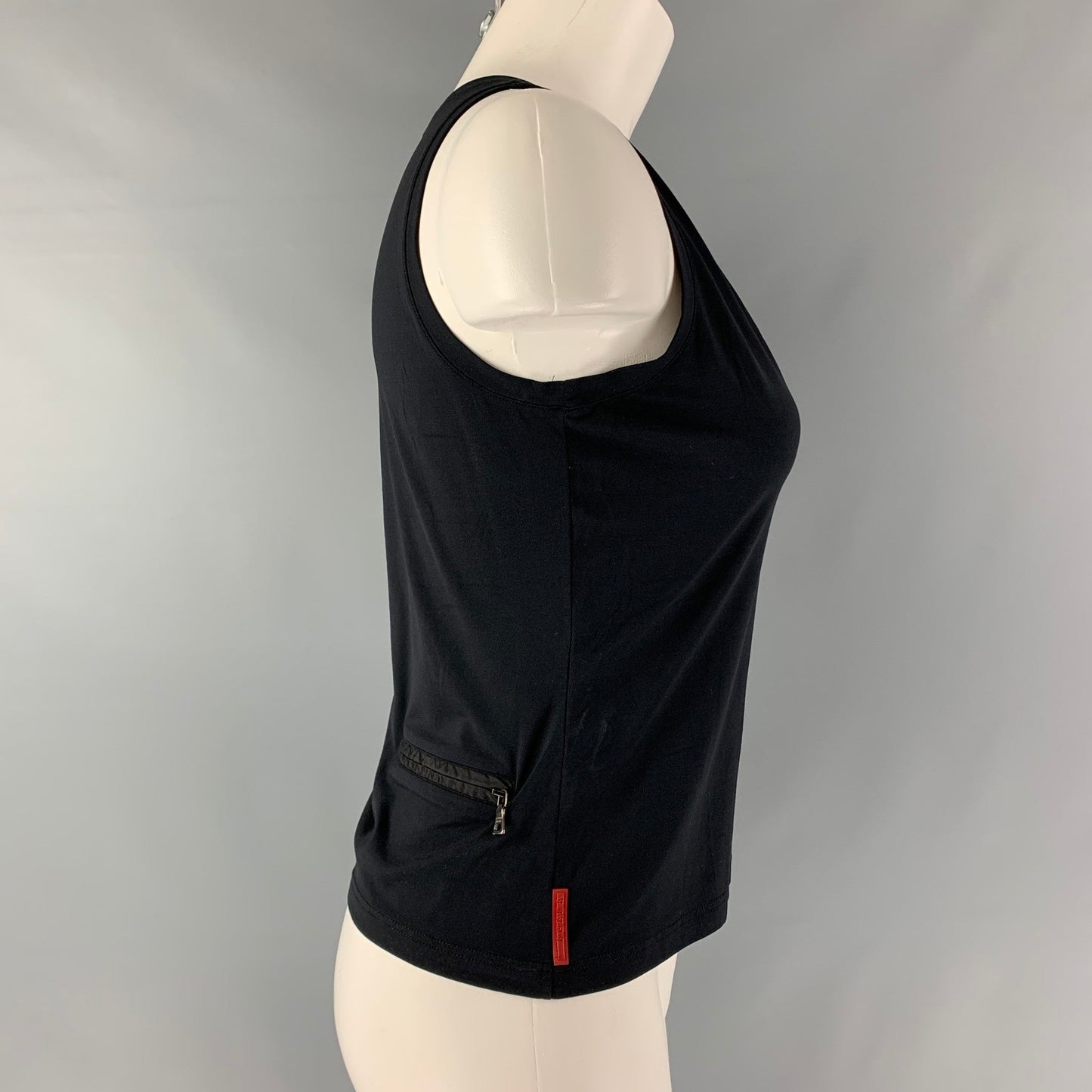 PRADA Size M Black Solid V-Neck Casual Top