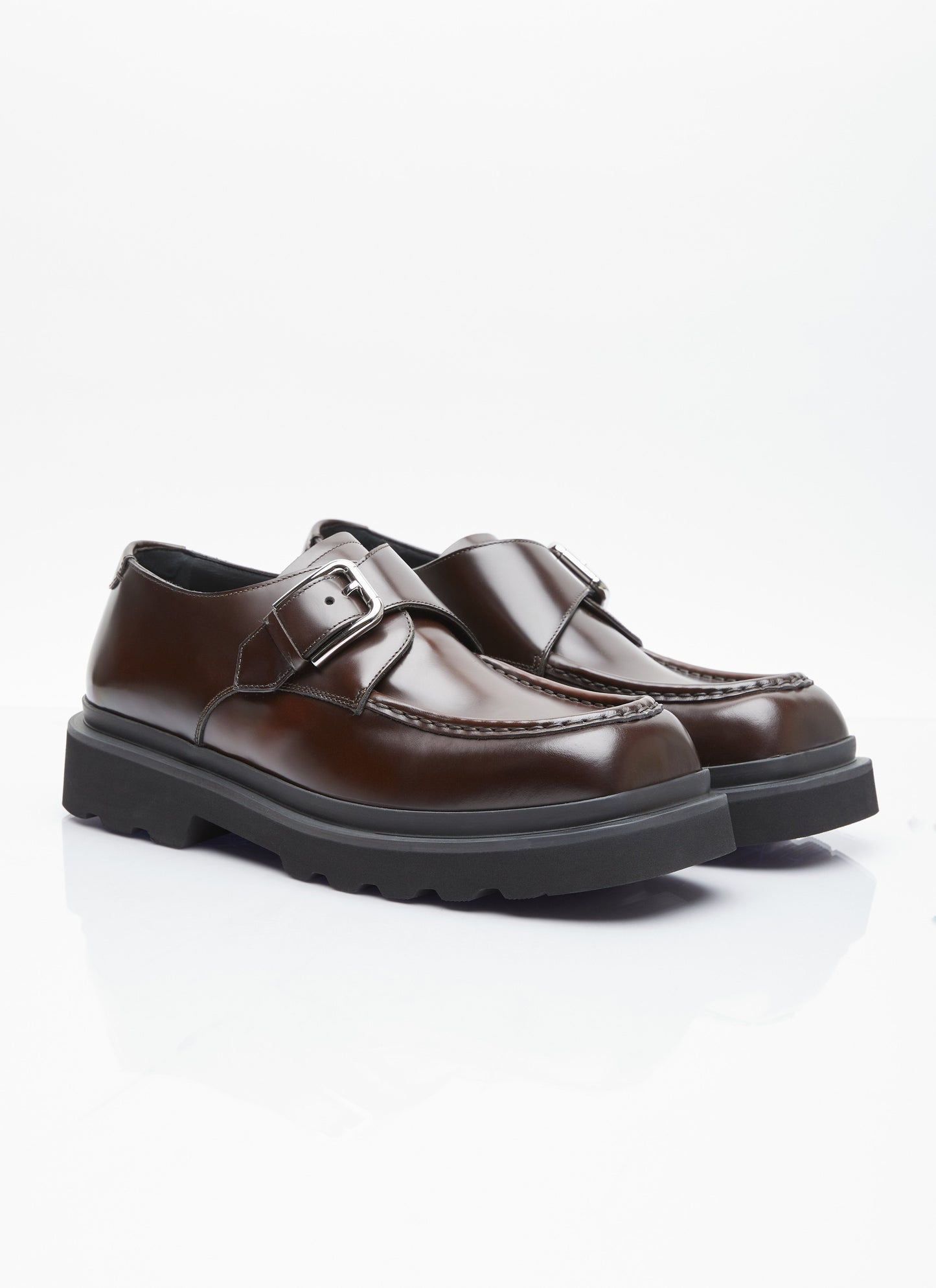 Dolce & Gabbana Men Brushed Leather Monkstrap Shoes