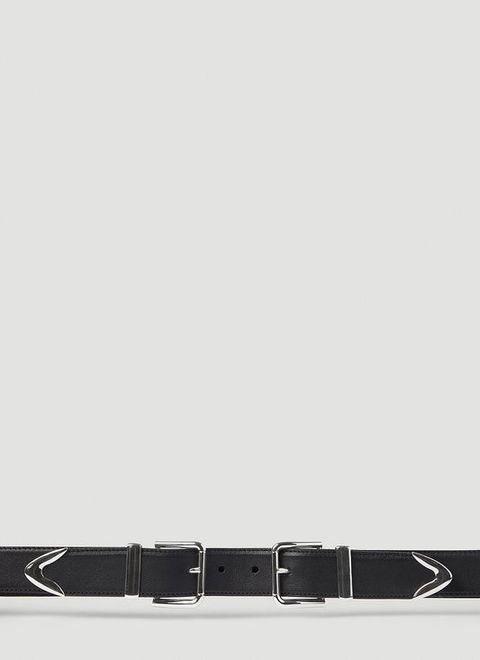 Dolce & Gabbana Men Double Buckle Leather Belt