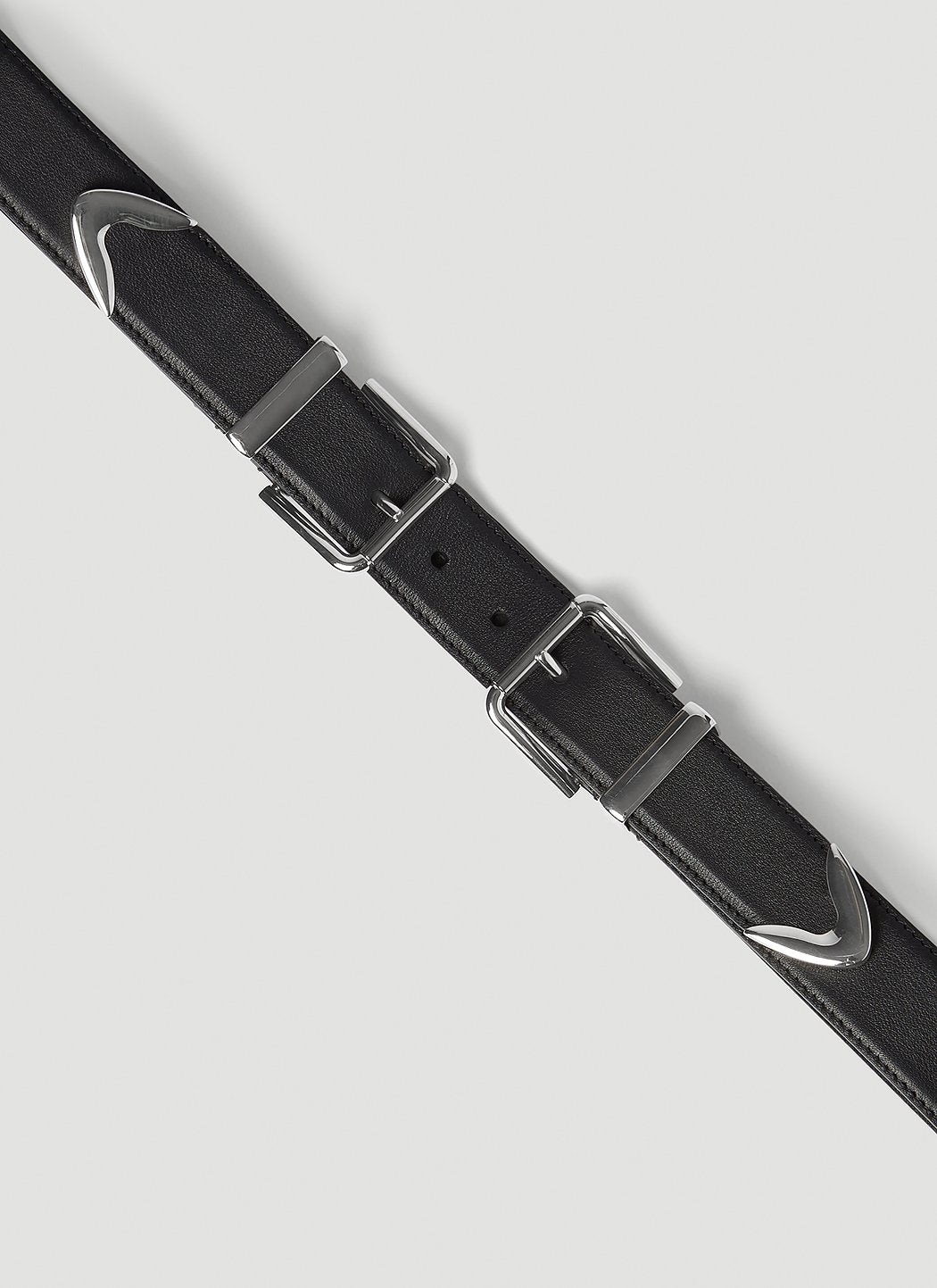 Dolce & Gabbana Men Double Buckle Leather Belt