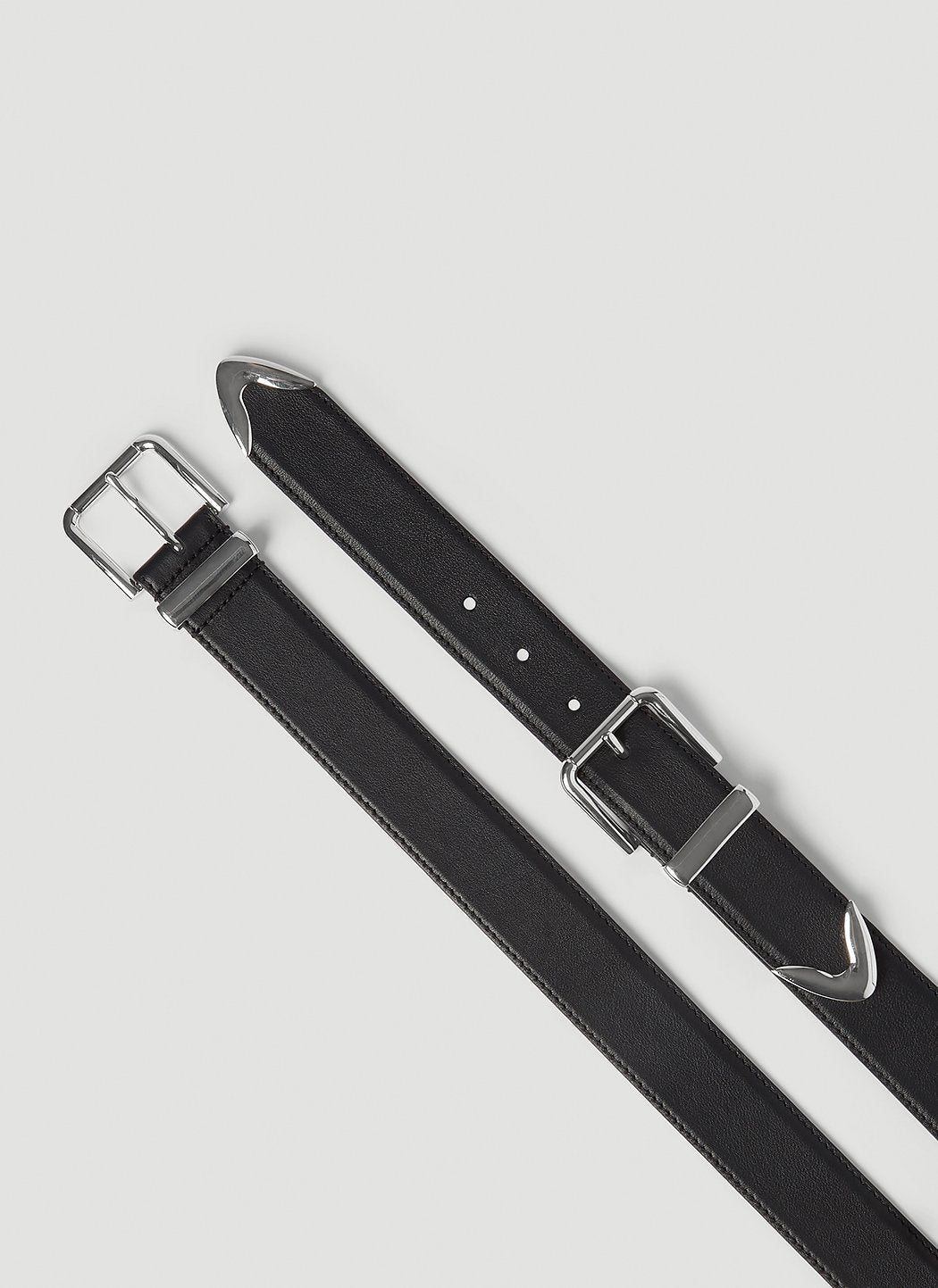 Dolce & Gabbana Men Double Buckle Leather Belt