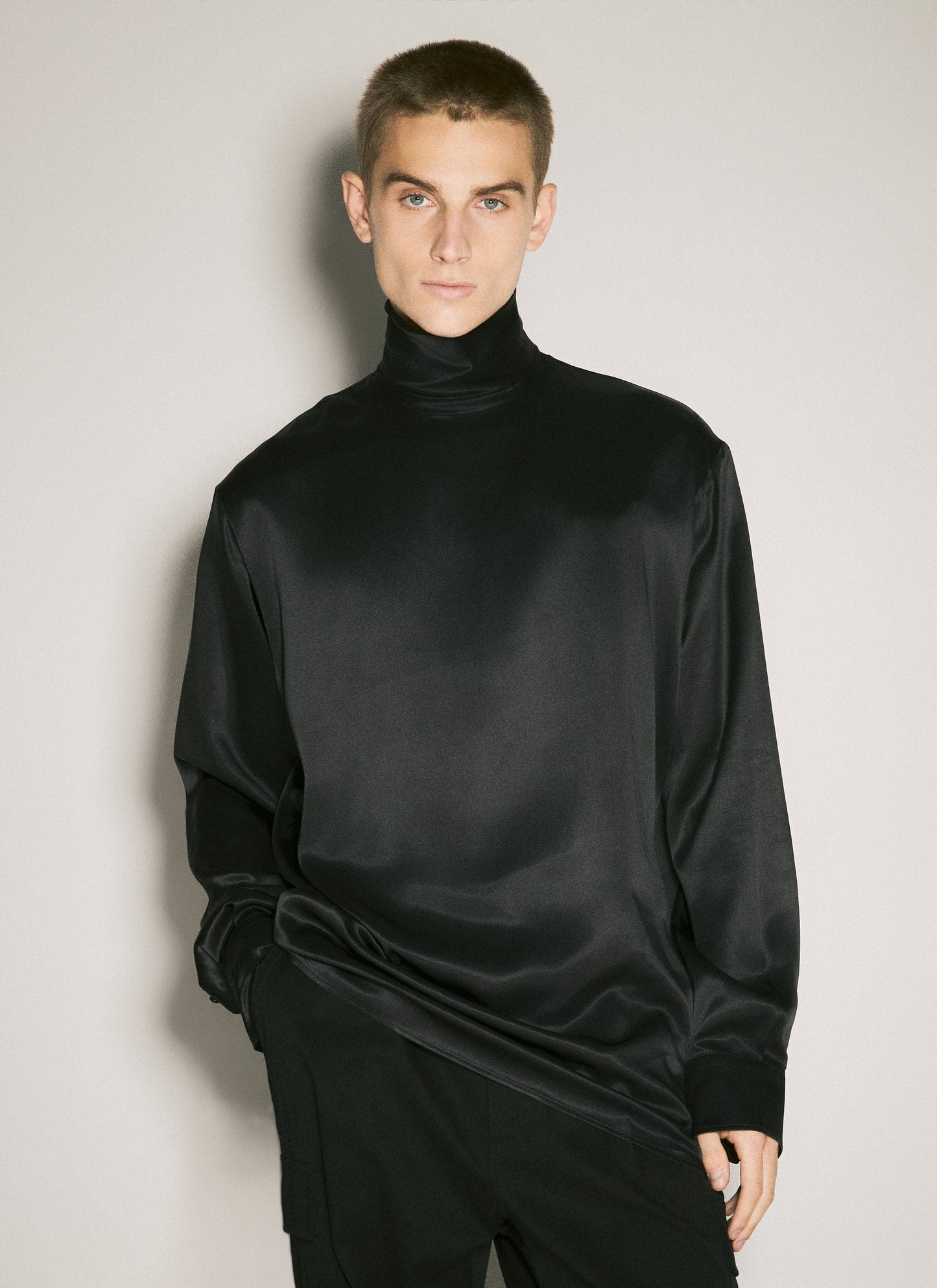 Dolce & Gabbana Men Loose Silk Turtleneck Top