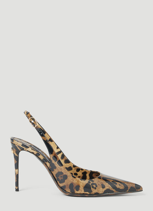 Dolce & Gabbana Women Kim Leopard Print Slingback Heels