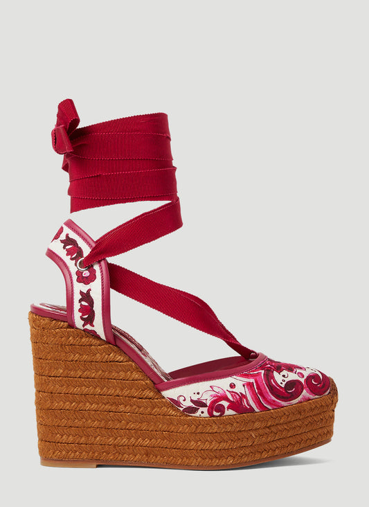 Dolce & Gabbana Women Printed Brocade Wedge Sandals