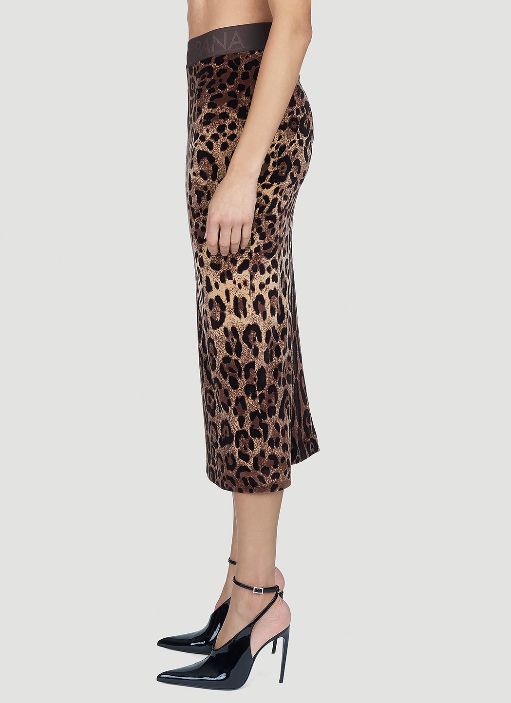 Dolce & Gabbana Women Leopard Print Midi Skirt