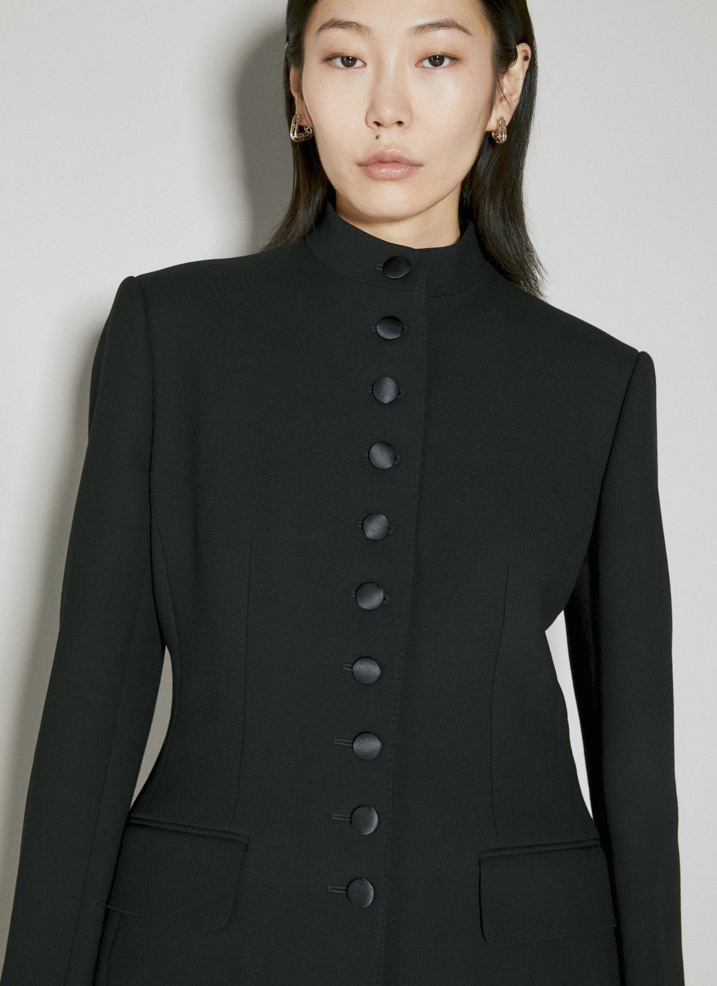Dolce & Gabbana Women Long Single-Breasted Wool Cady Jacket