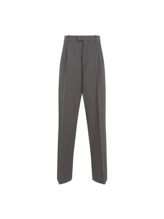 Bottega Veneta Pleated Straight Pants Grey Melange