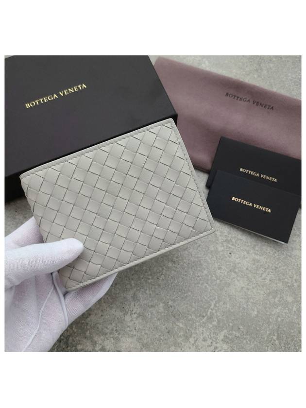 Bottega Veneta Intrecciato Leather Half Wallet Grey