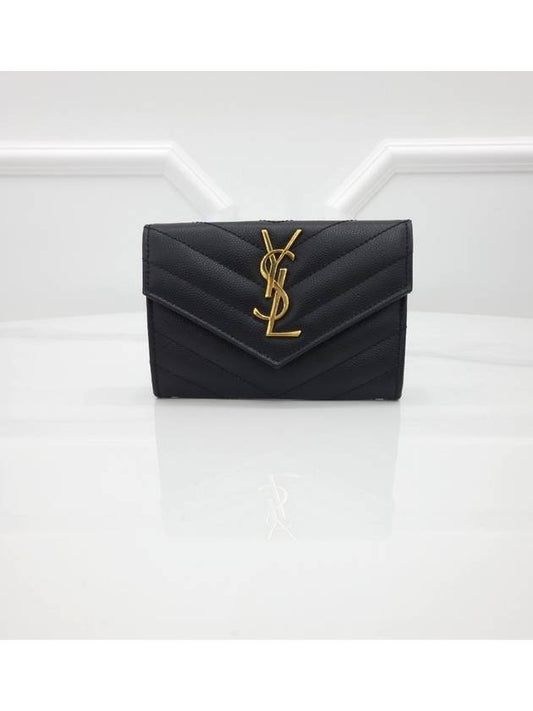 Saint Laurent monogram envelope gold wallet