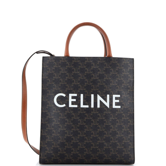 Celine Vertical Cabas Tote Triomphe Coated Canvas Small