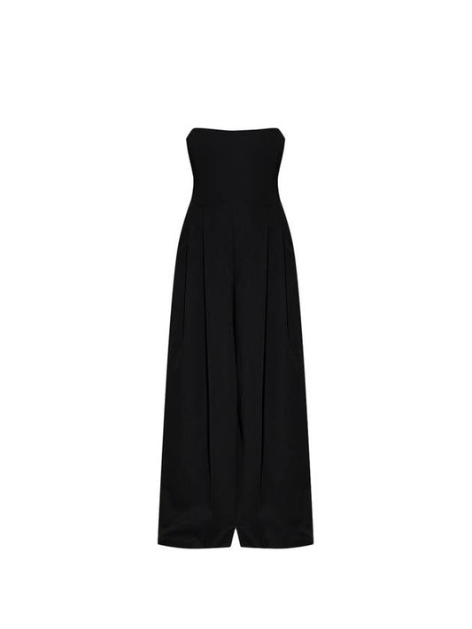Bottega Veneta Strapless Wide Leg Jumpsuit Black