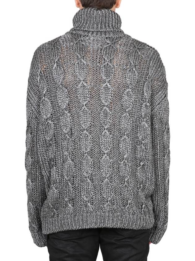 Saint Laurent cable knit turtleneck silver