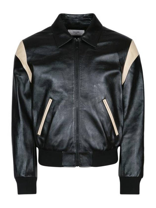 CELINE Teddy Lambskin Jacket Cream Black