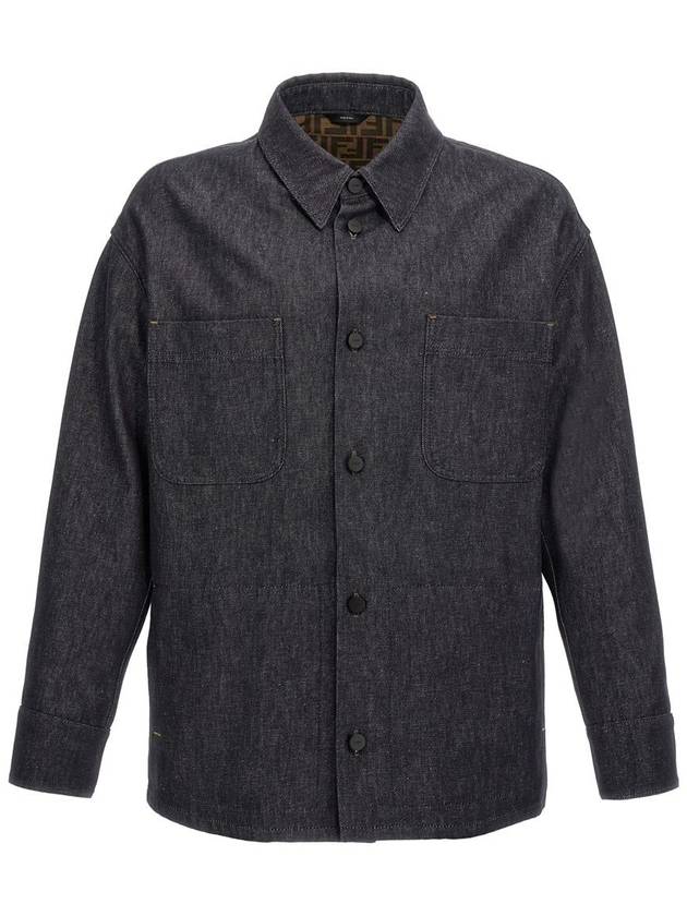 Fendi Side Pocket Denim Jacket Blue