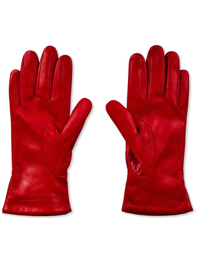 Bottega Veneta Croc Embossed Logo Leather Gloves