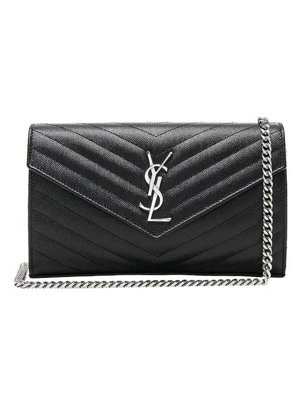 Saint Laurent Cassandre Matelasse Chain Cross Bag In Grain de Poudre Embossed Leather Black