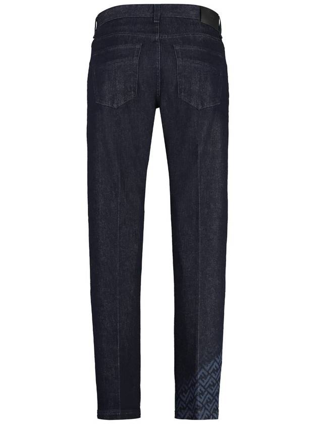 Fendi Men's Logo Print Straight Jeans Dark Blue