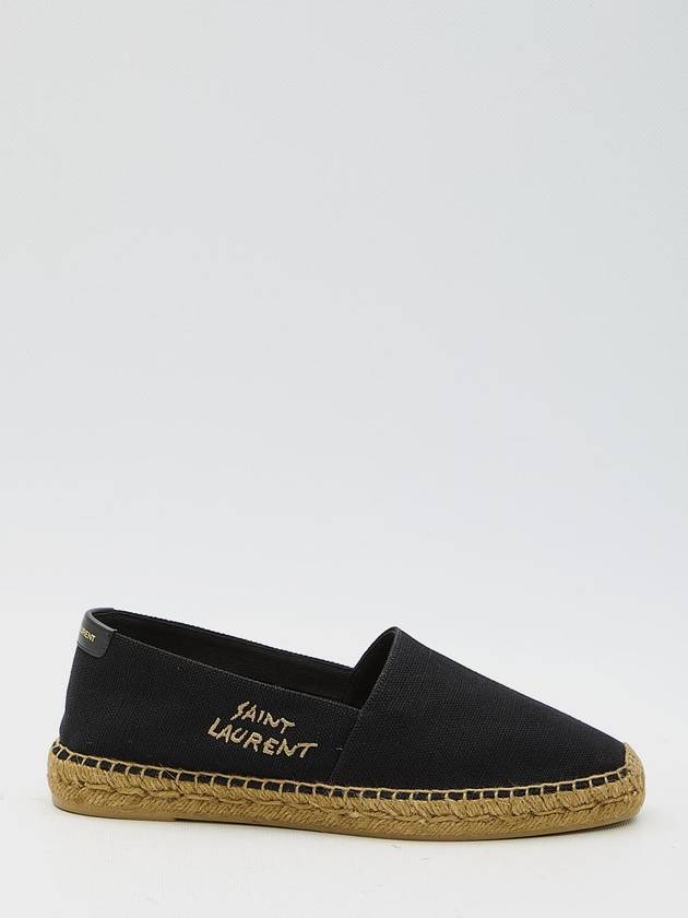 Saint Laurent Logo Monogram Espadrilles Black