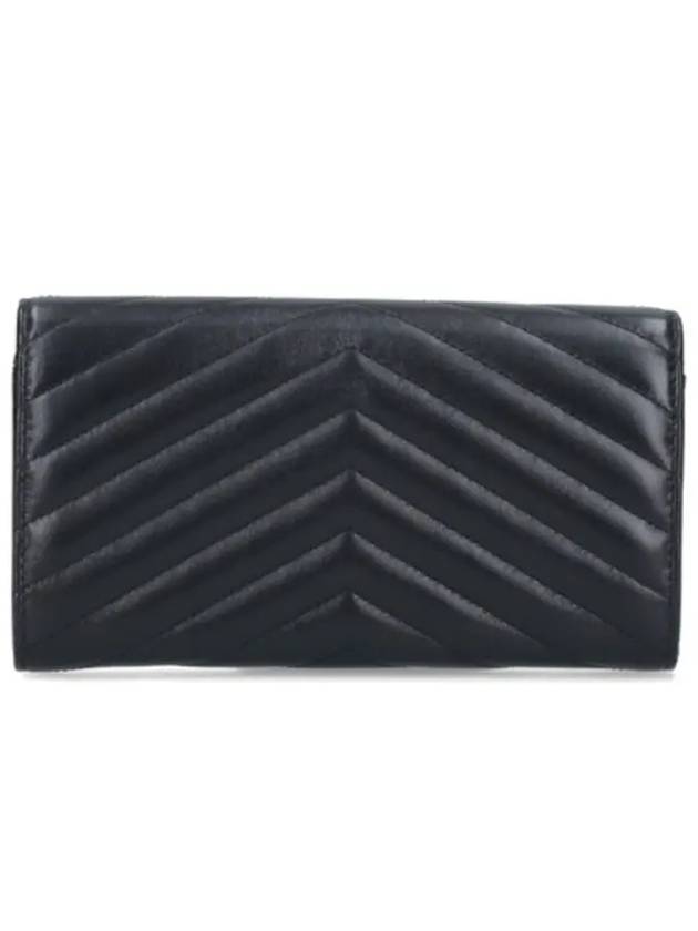 Saint Laurent Cassandre Matelasse Large Flap Lambskin Long Wallet Black